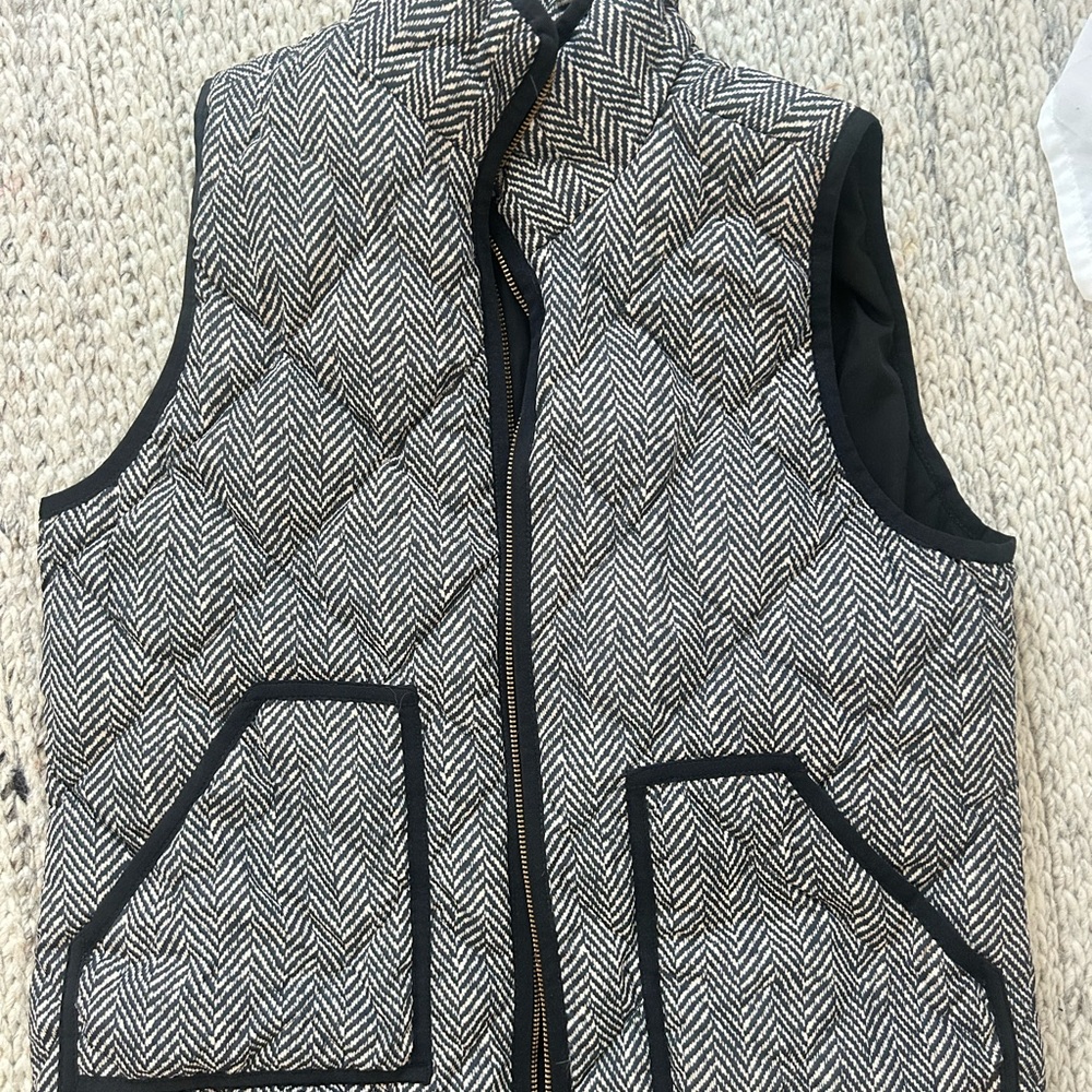 J. Crew Black and White Quilted Vest